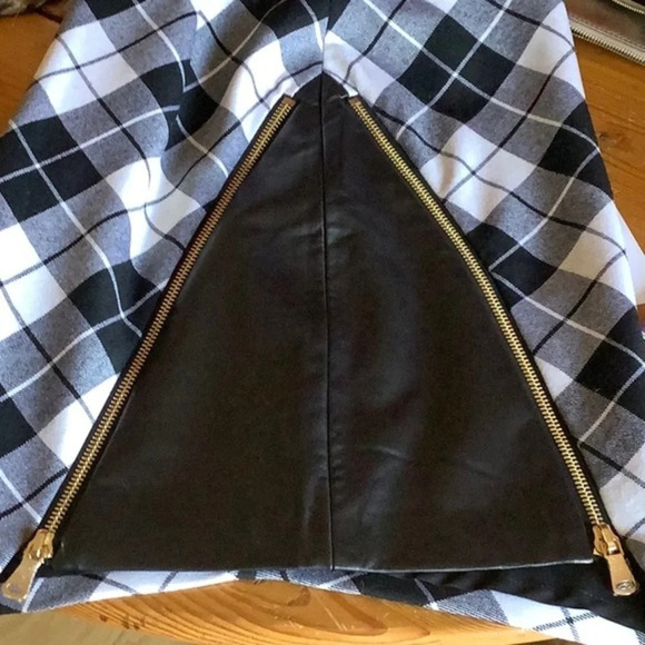 Milly Leather and Plaid Mini Skirt Sz-2 - Picture 5 of 8